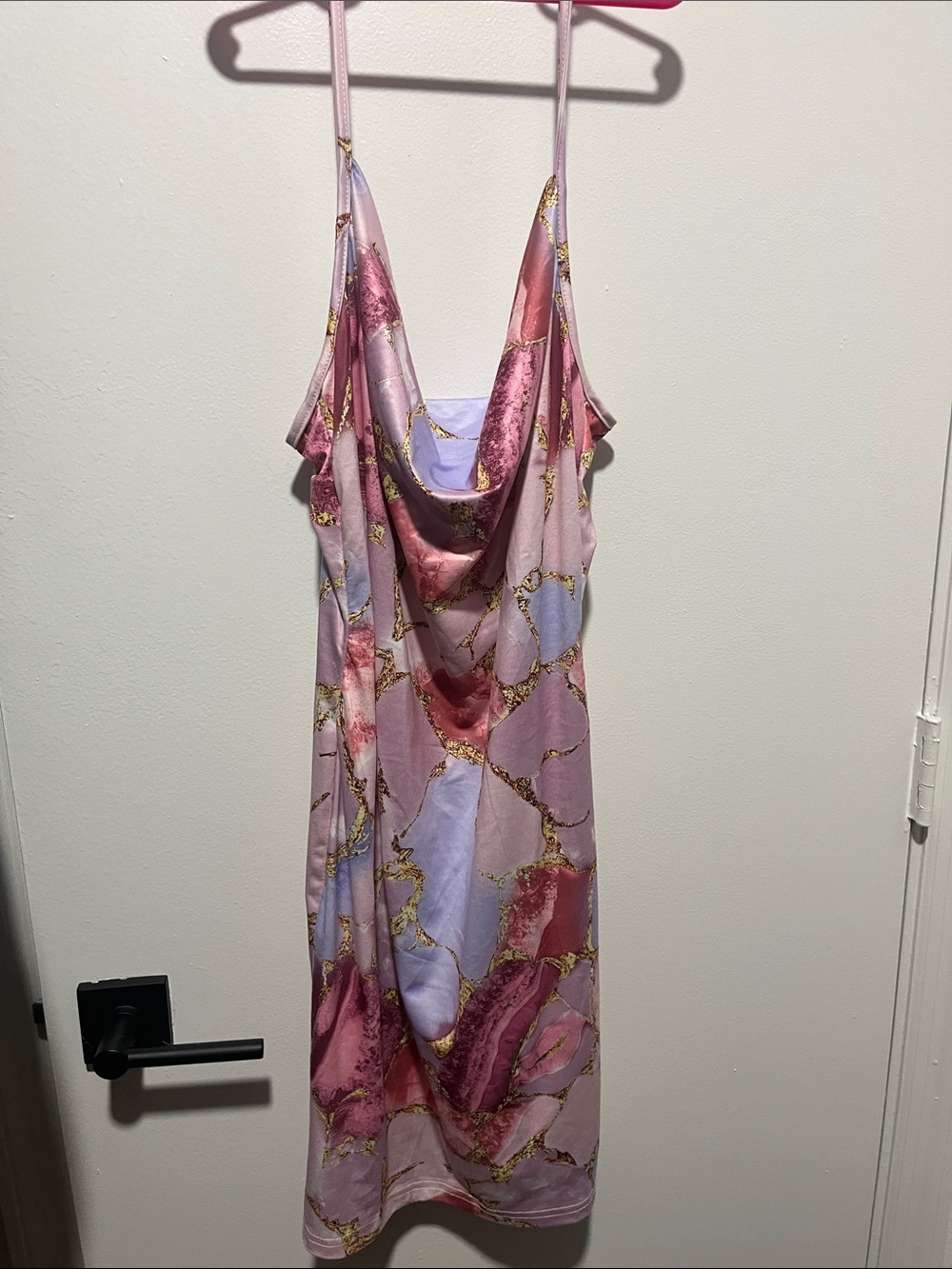 Pink Lavender Marble Print Mini Dress